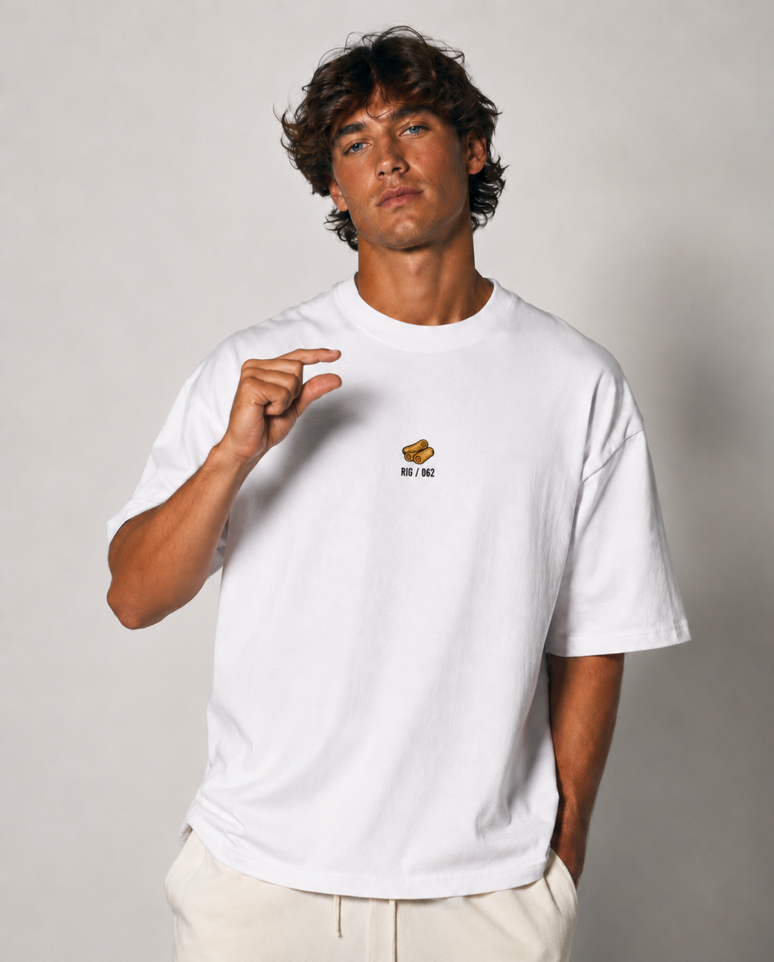 Embroidered logo on heavyweight cotton tee